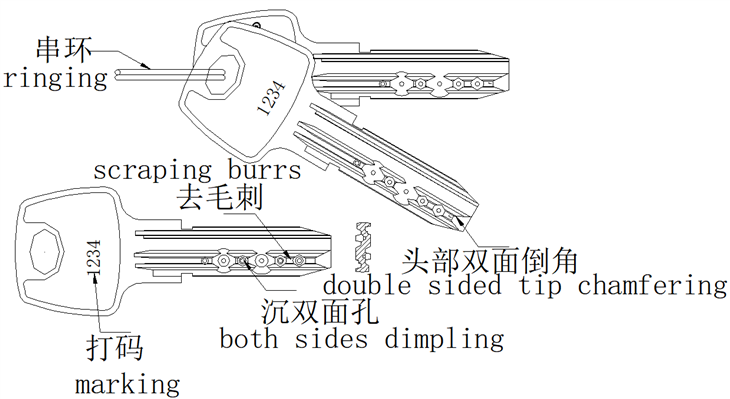 JZ-5.9D Key Dimpling Marking Deburring Ringing Machine